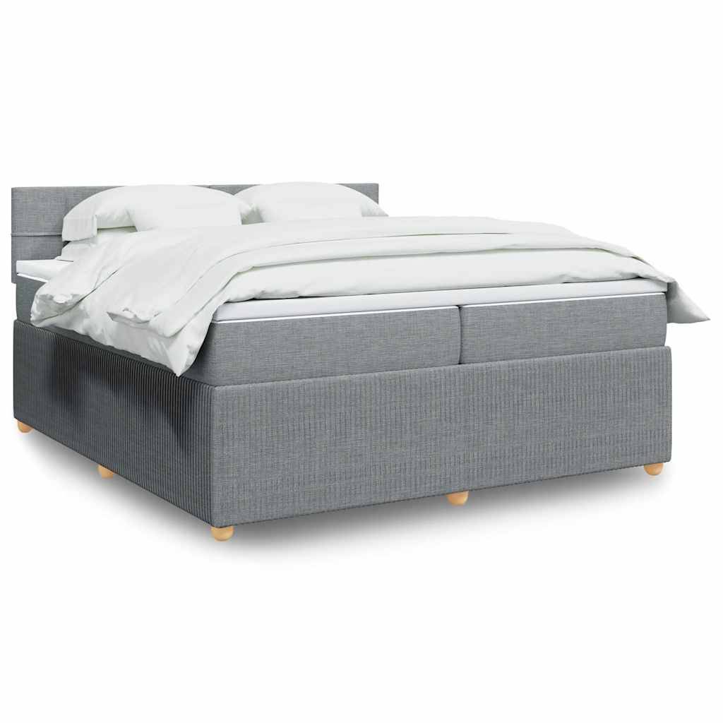 vidaXL Boxspringbett mit Matratze Hellgrau 200x200 cm Stoff