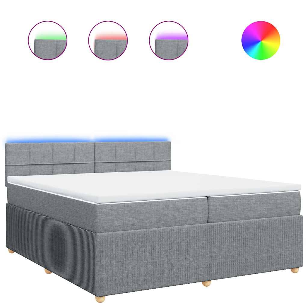 vidaXL Boxspringbett mit Matratze Hellgrau 200x200 cm Stoff