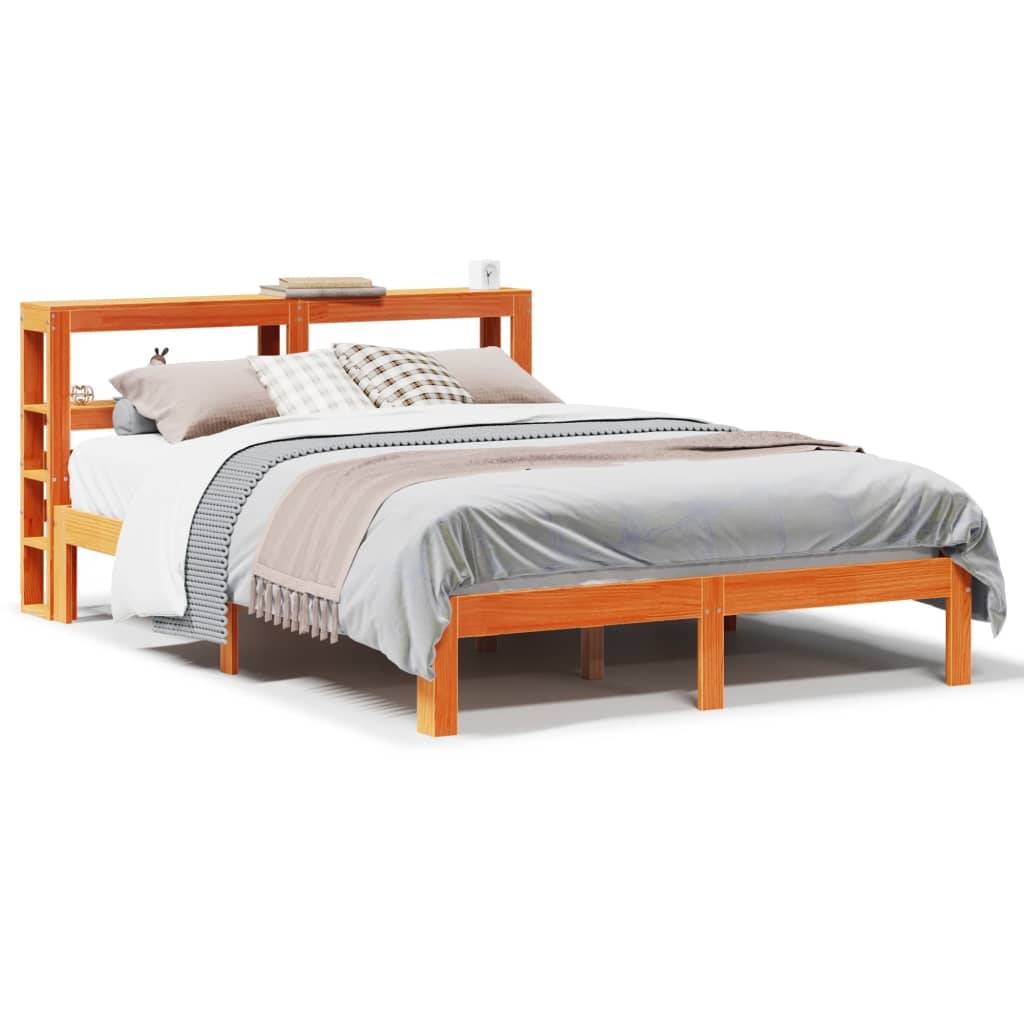 vidaXL Massivholzbett ohne Matratze Wachsbraun 135x190 cm Kiefernholz
