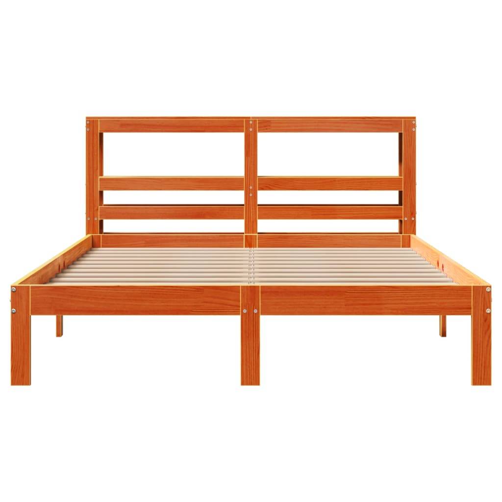 vidaXL Massivholzbett ohne Matratze Wachsbraun 135x190 cm Kiefernholz