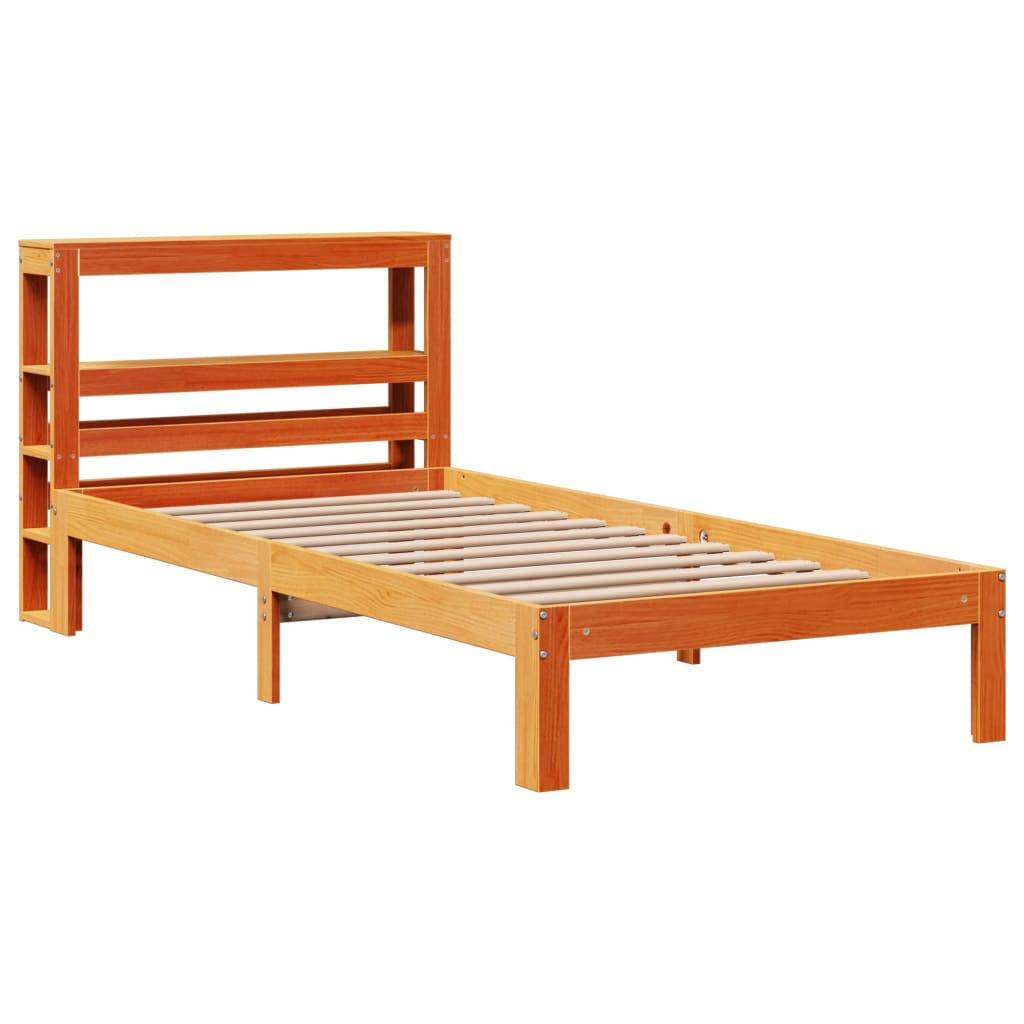 vidaXL Massivholzbett ohne Matratze Wachsbraun 100x200 Kiefernholz
