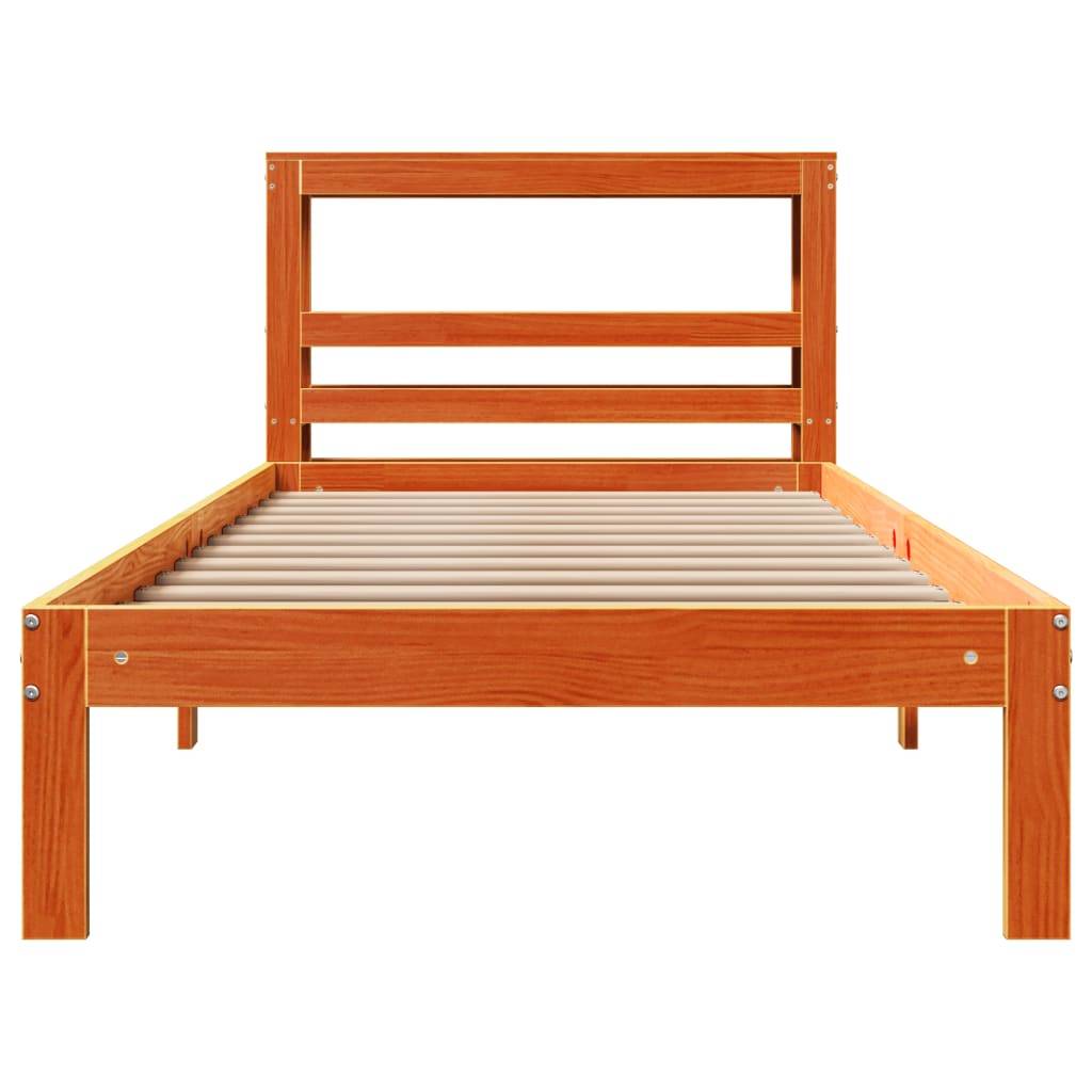 vidaXL Massivholzbett ohne Matratze Wachsbraun 75x190 cm Kiefernholz