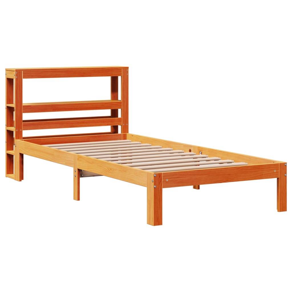 vidaXL Massivholzbett ohne Matratze Wachsbraun 75x190 cm Kiefernholz