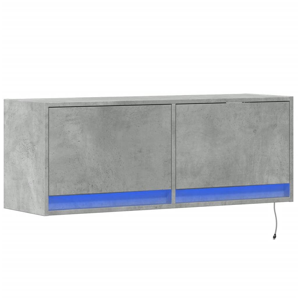 vidaXL TV-Wandschrank mit LED-Beleuchtung Betongrau 100x31x35 cm