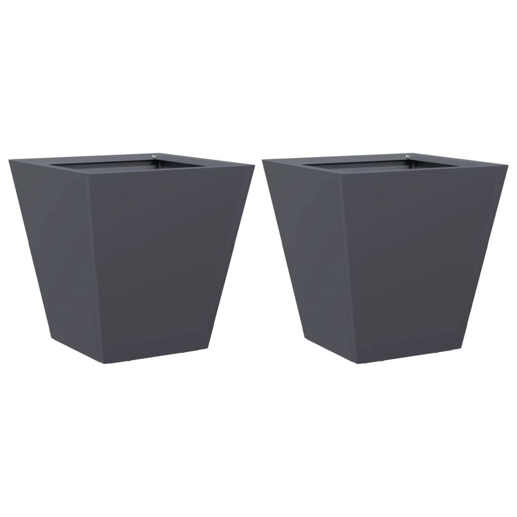 vidaXL Pflanzkübel 2 Stk. Anthrazit 30x30x30 Stahl