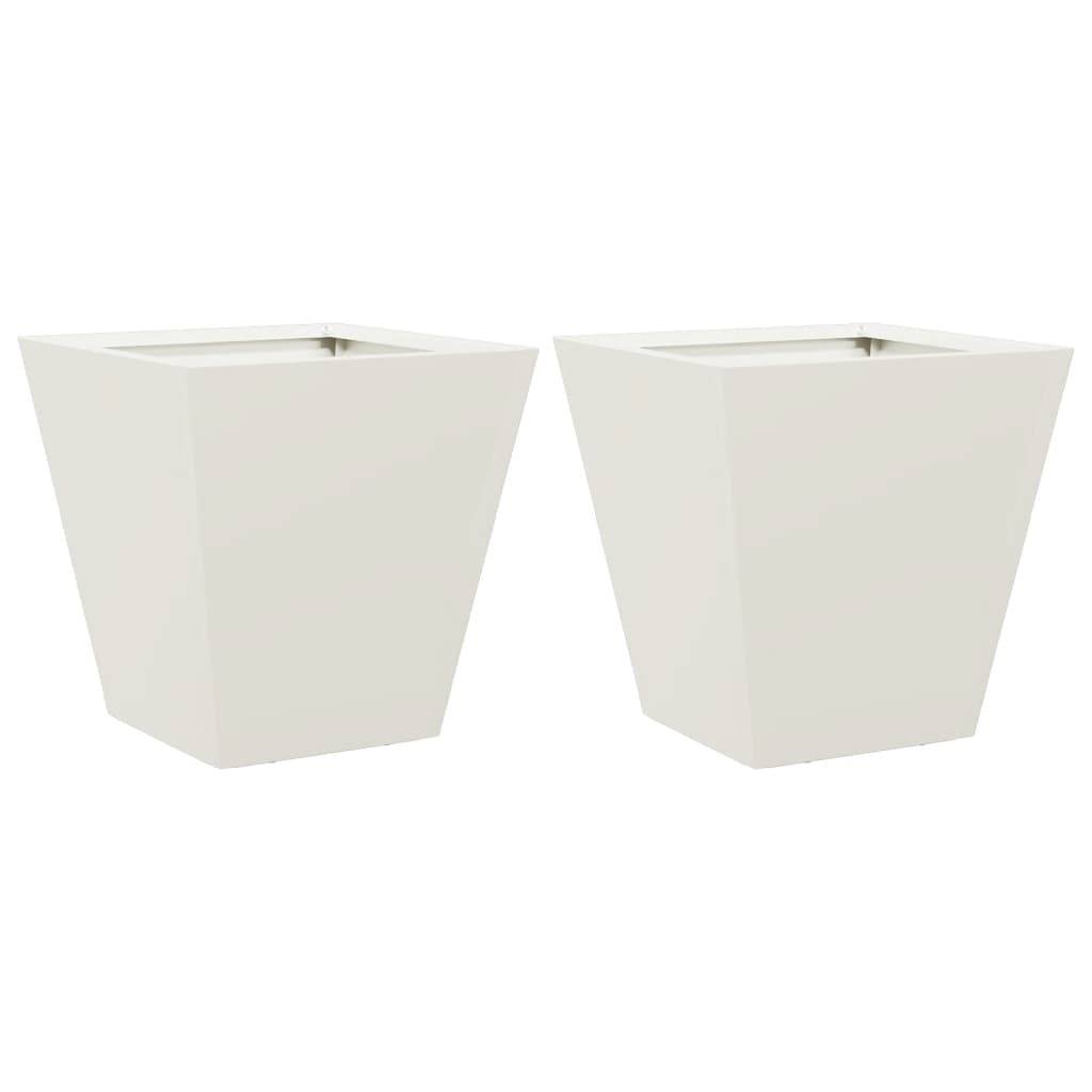 vidaXL Pflanzkübel 2 Stk. Weiß 30x30x30 Stahl