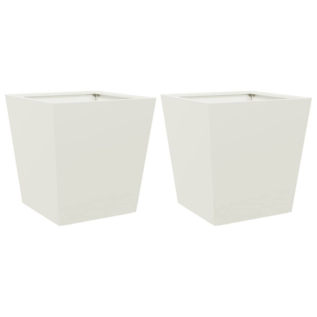 vidaXL Pflanzkübel 2 Stk. Weiß 40x40x40 cm Stahl