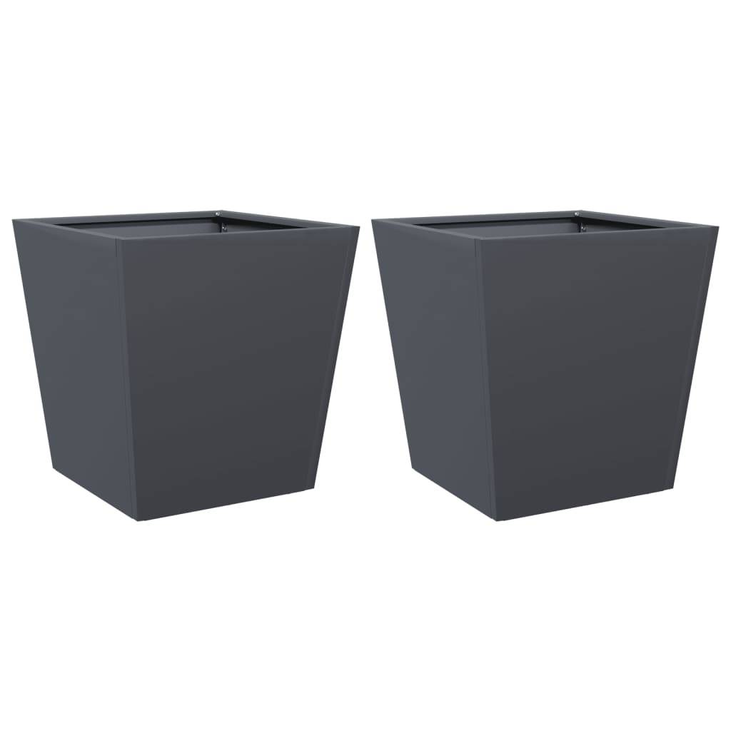 vidaXL Pflanzkübel 2 Stk. Anthrazit 40x40x40 Stahl