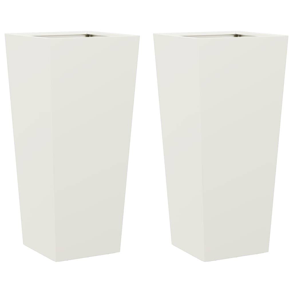 vidaXL Pflanzkübel 2 Stk. Weiß 35x35x75 cm Stahl