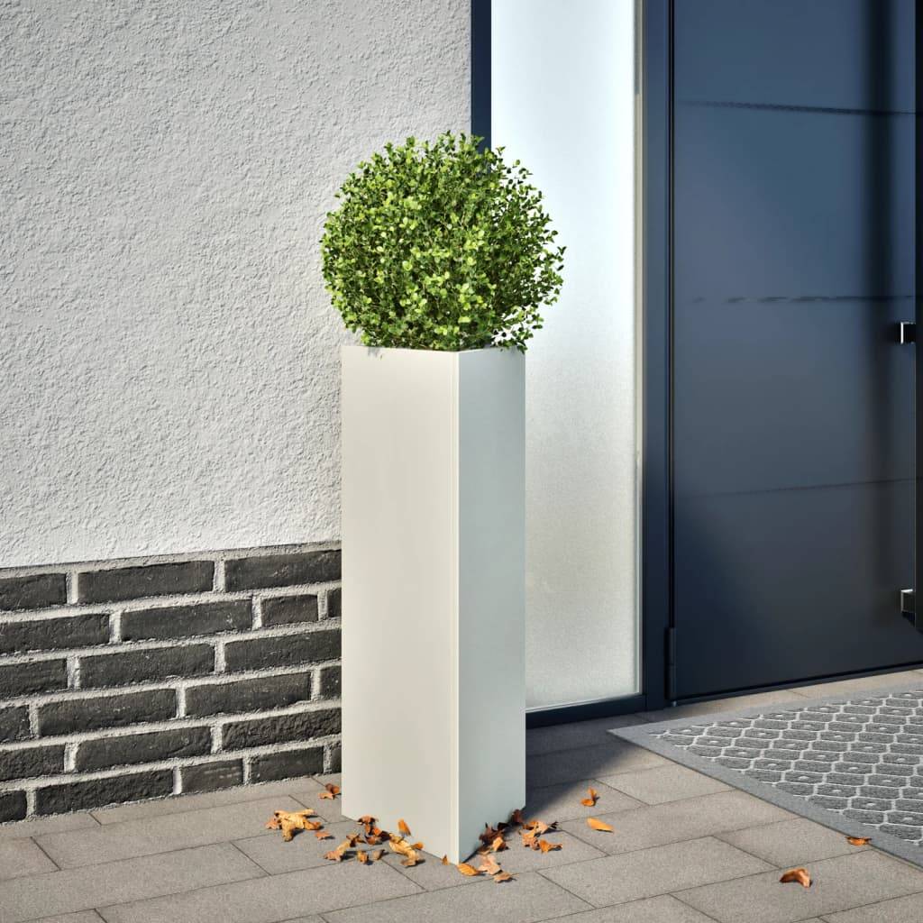 vidaXL Pflanzkübel 2 Stk. Weiß Dreieckig 30x26x75 cm Stahl
