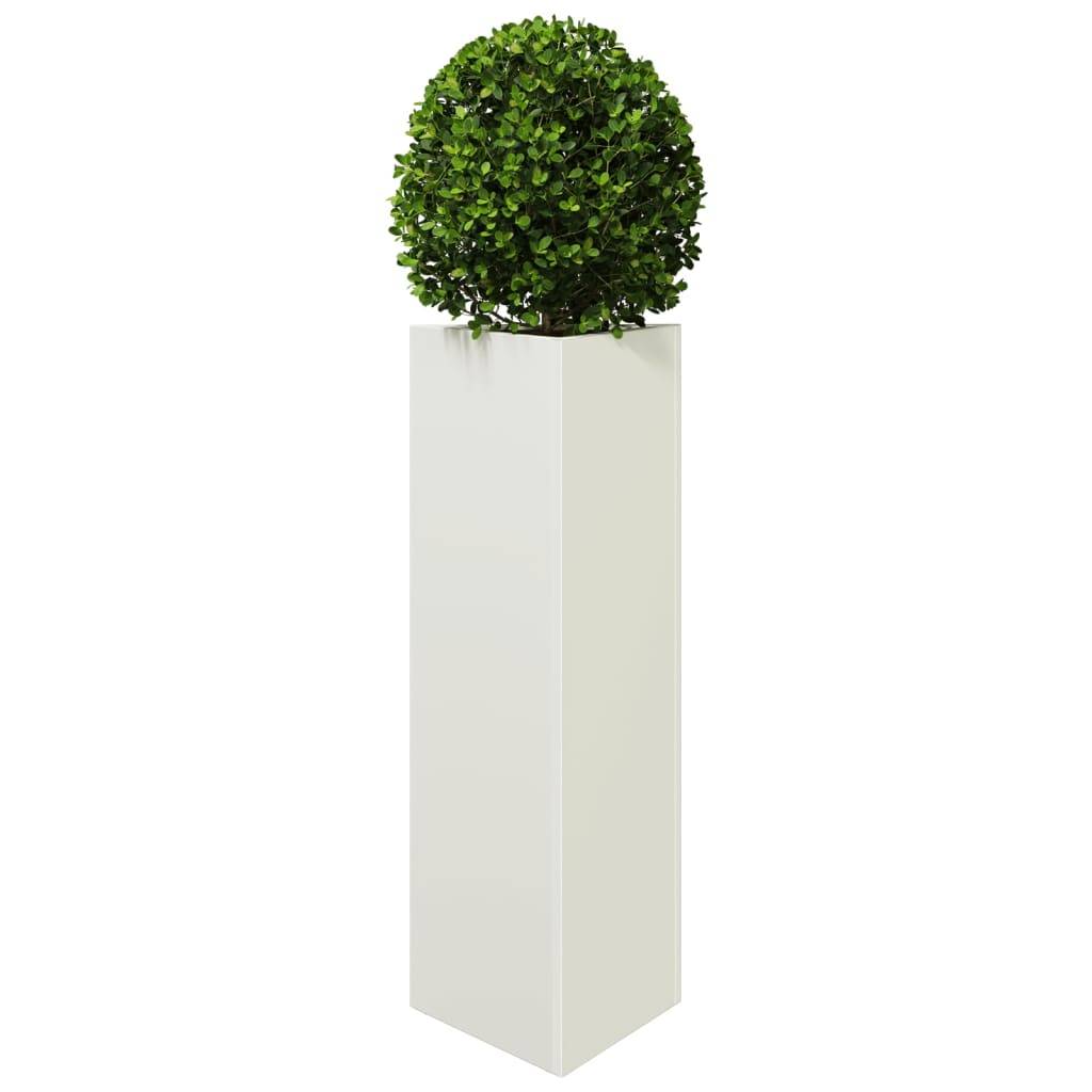 vidaXL Pflanzkübel 2 Stk. Weiß Dreieckig 30x26x75 cm Stahl