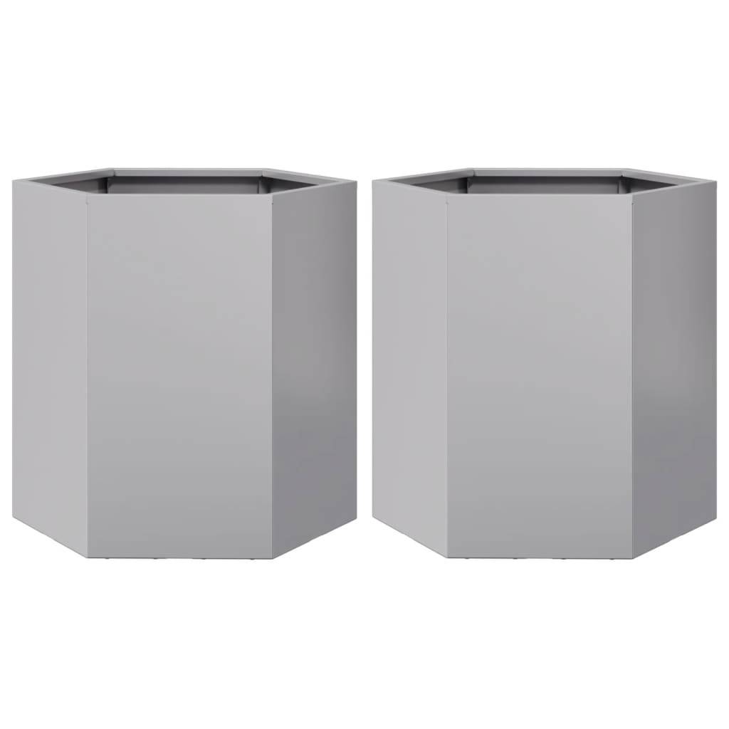 vidaXL Garten-Pflanzgefäße 2Stk.Sechseckig 46x40x45cm Verzinkter Stahl