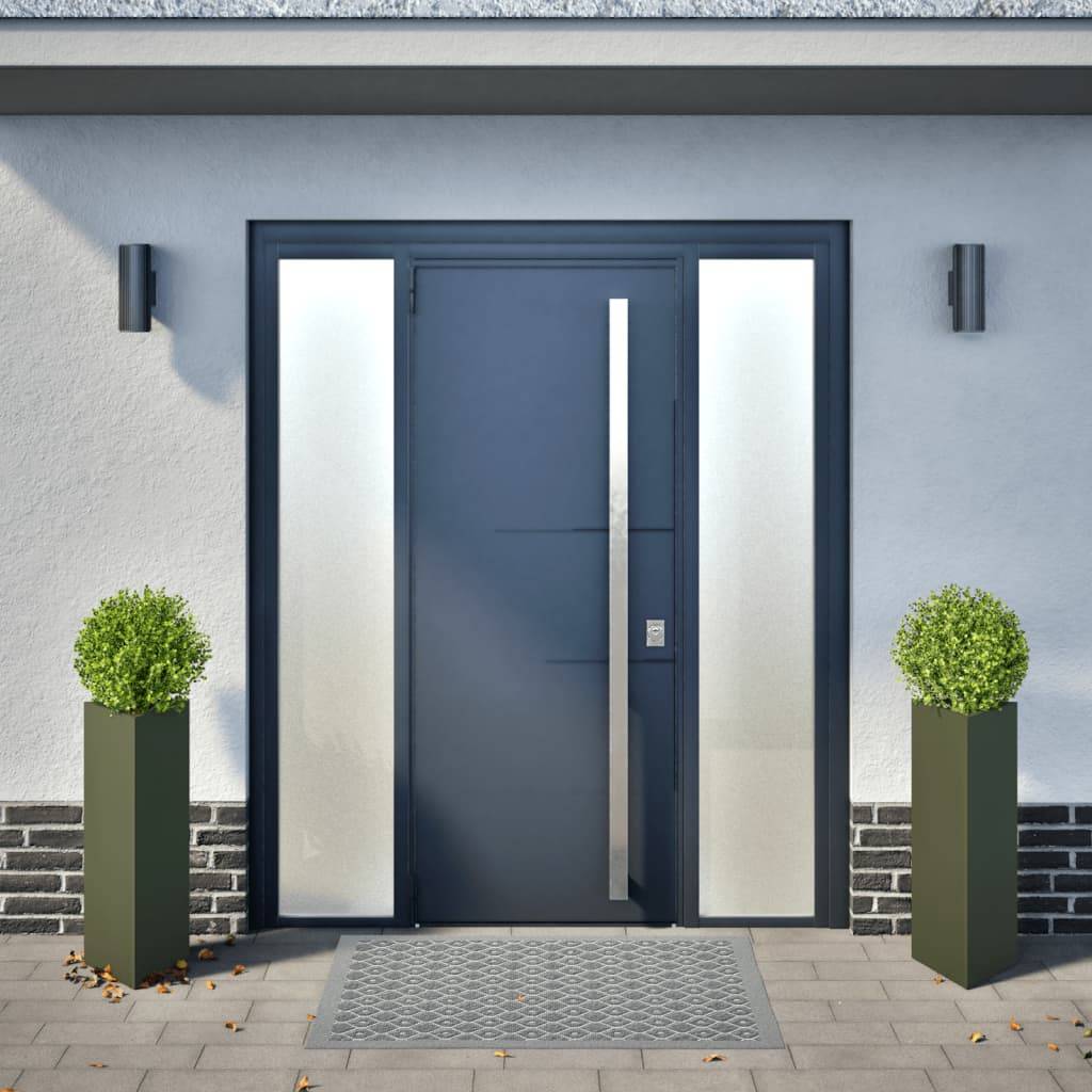 vidaXL Pflanzkübel 2 Stk. Olivgrün Dreieckig 30x26x75 cm Stahl