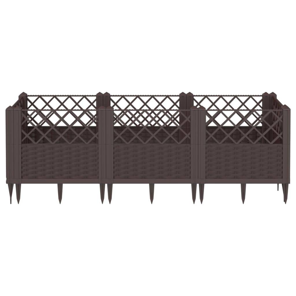 vidaXL Pflanzkasten mit Erdspießen Braun 123,5x43,5x43,5 cm PP