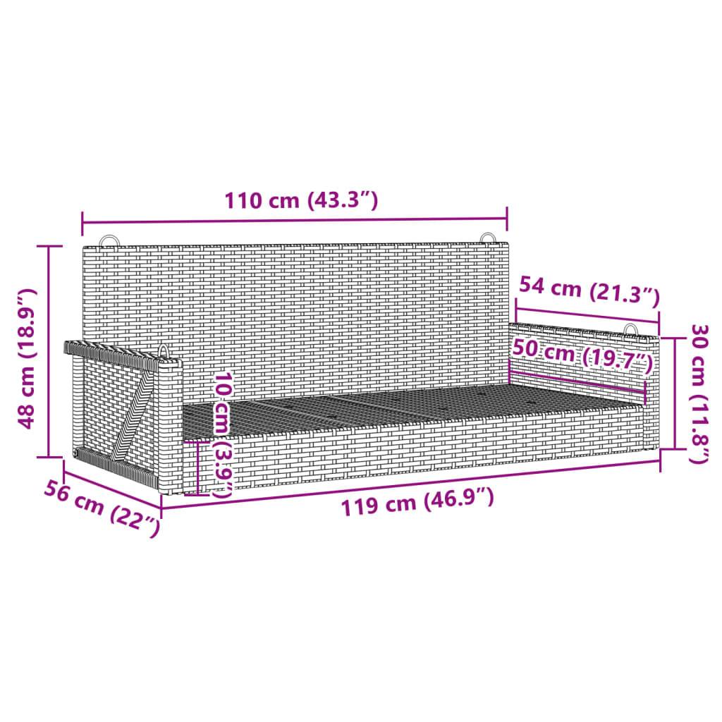 vidaXL Hängebank Braun 119x56x48 cm Poly Rattan