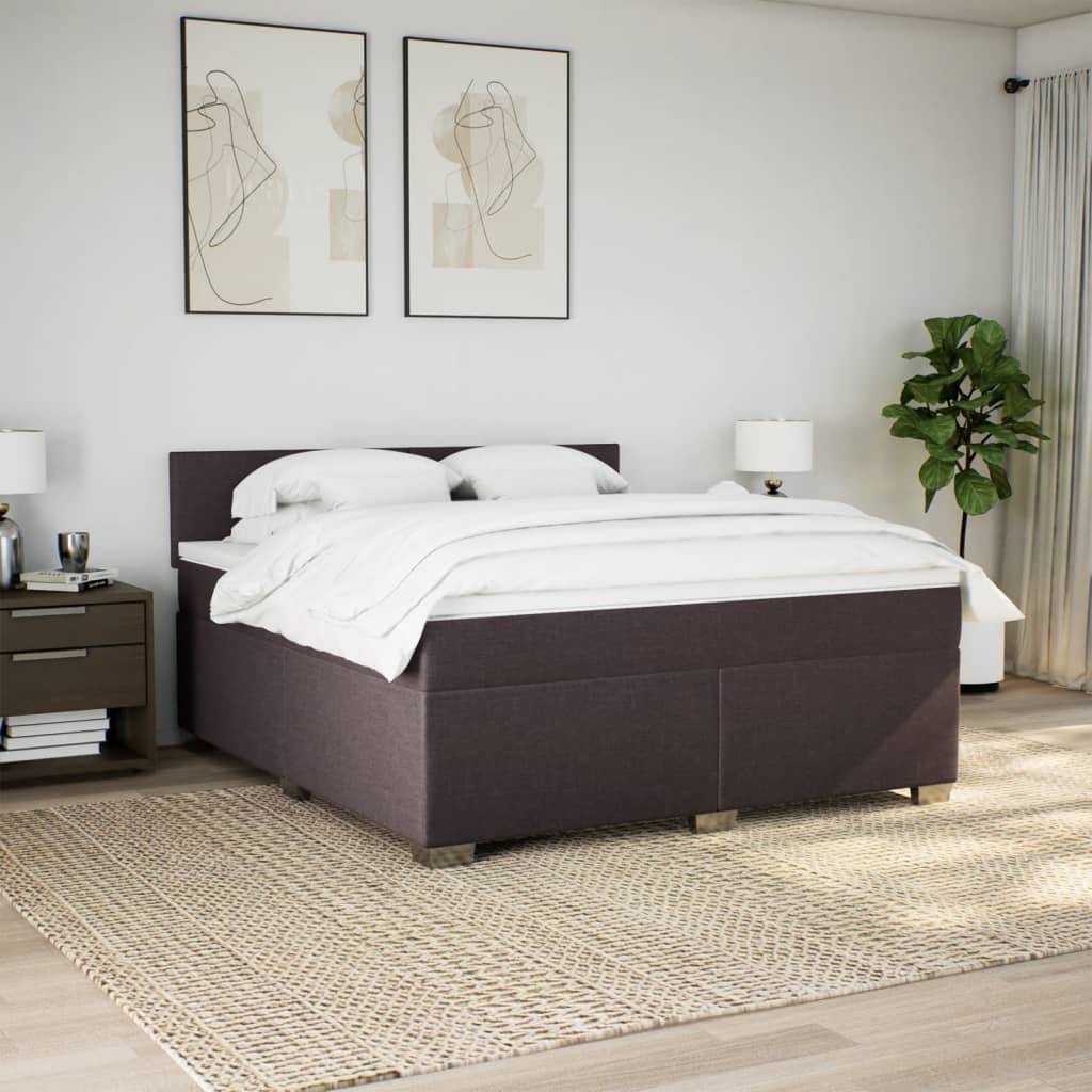 vidaXL Boxspringbett mit Matratze Dunkelbraun 180x200 cm Stoff