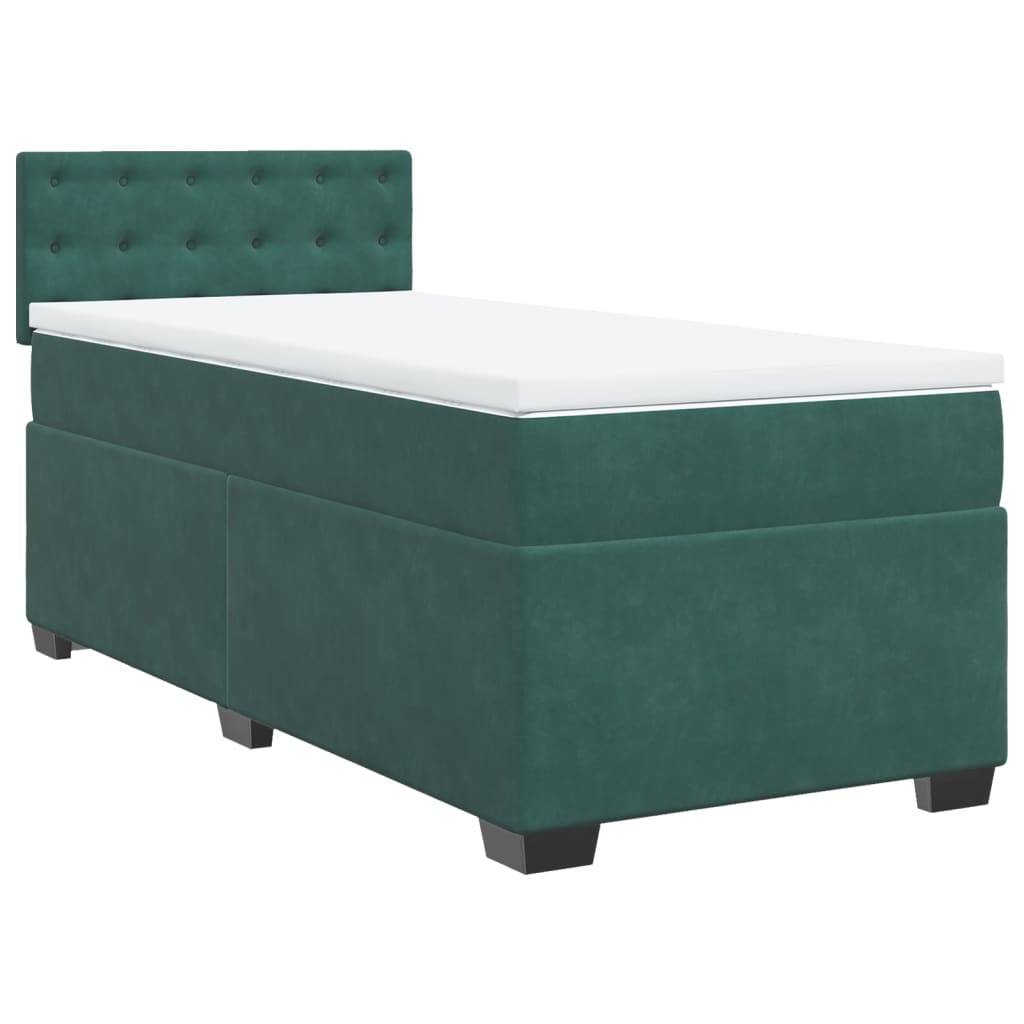 vidaXL Boxspringbett mit Matratze Dunkelgrün 90x200 cm Samt