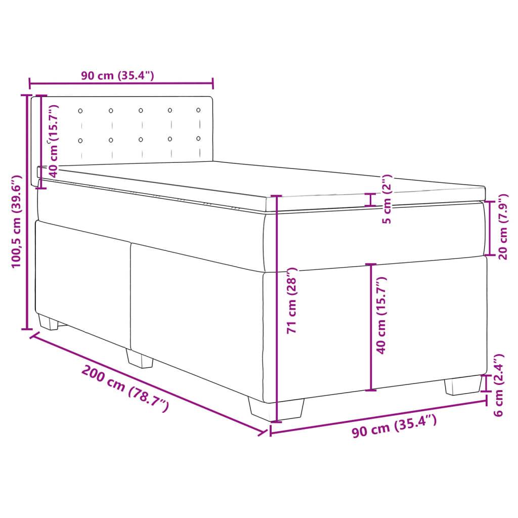 vidaXL Boxspringbett mit Matratze Dunkelgrün 90x200 cm Samt