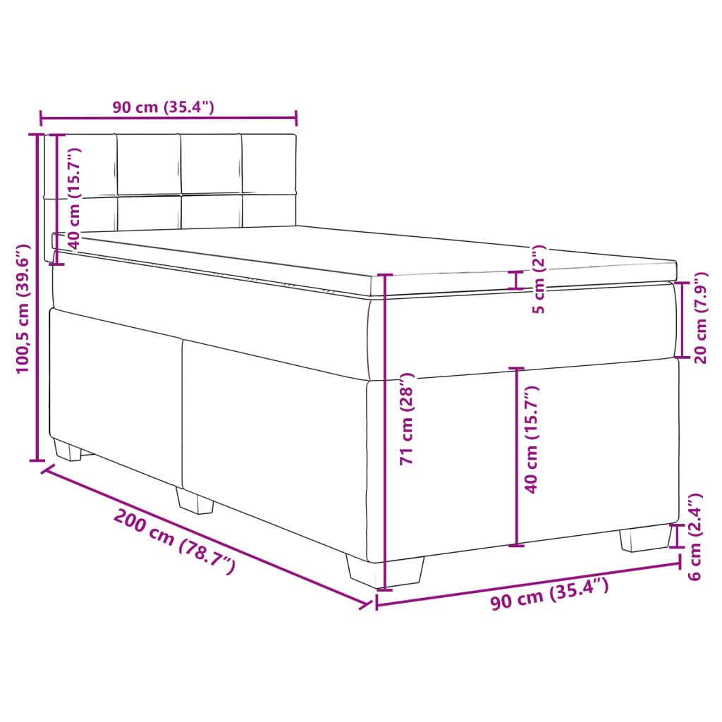 vidaXL Boxspringbett mit Matratze Creme 90x200 cm Stoff