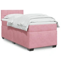 vidaXL Boxspringbett mit Matratze Rosa 90x190 cm Samt vidaXL Boxspringbett mit Matratze Rosa 90x190 cm Samt