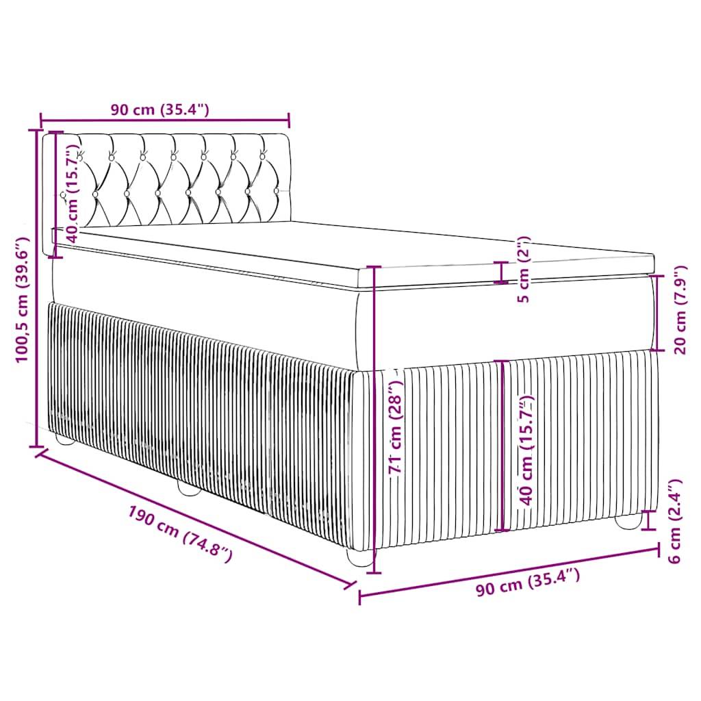 vidaXL Boxspringbett mit Matratze Rosa 90x190 cm Samt