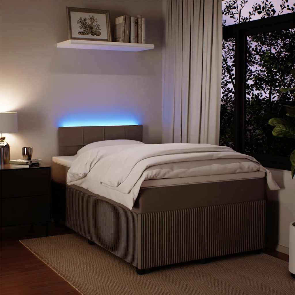 vidaXL Boxspringbett mit Matratze Hellgrau 120x200 cm Samt