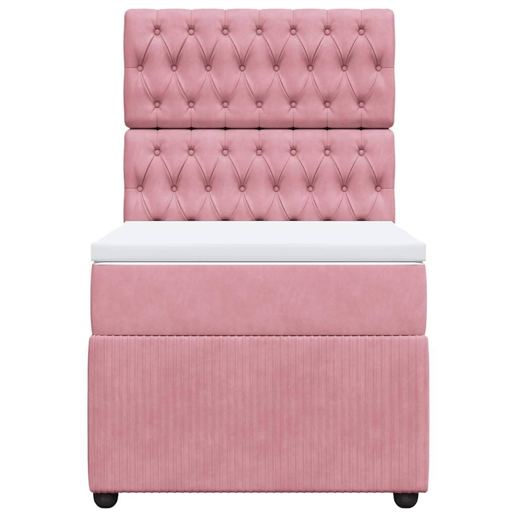 vidaXL Boxspringbett mit Matratze Rosa 90x200 cm Samt