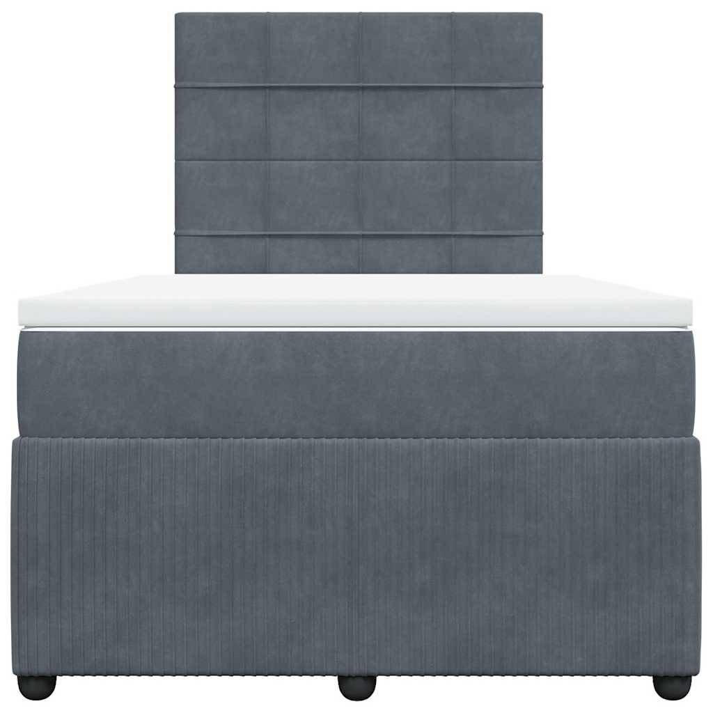 vidaXL Boxspringbett mit Matratze Dunkelgrau 120x200 cm Samt