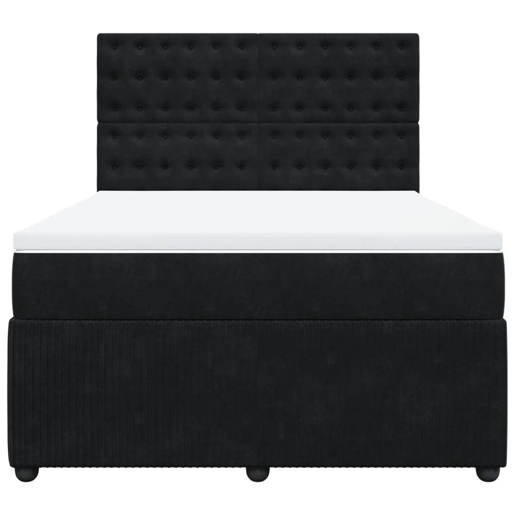 vidaXL Boxspringbett mit Matratze Schwarz 140x200 cm Samt