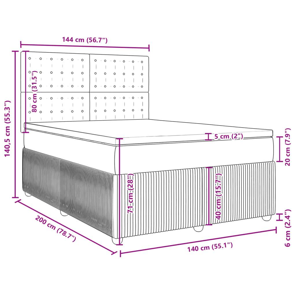 vidaXL Boxspringbett mit Matratze Schwarz 140x200 cm Samt