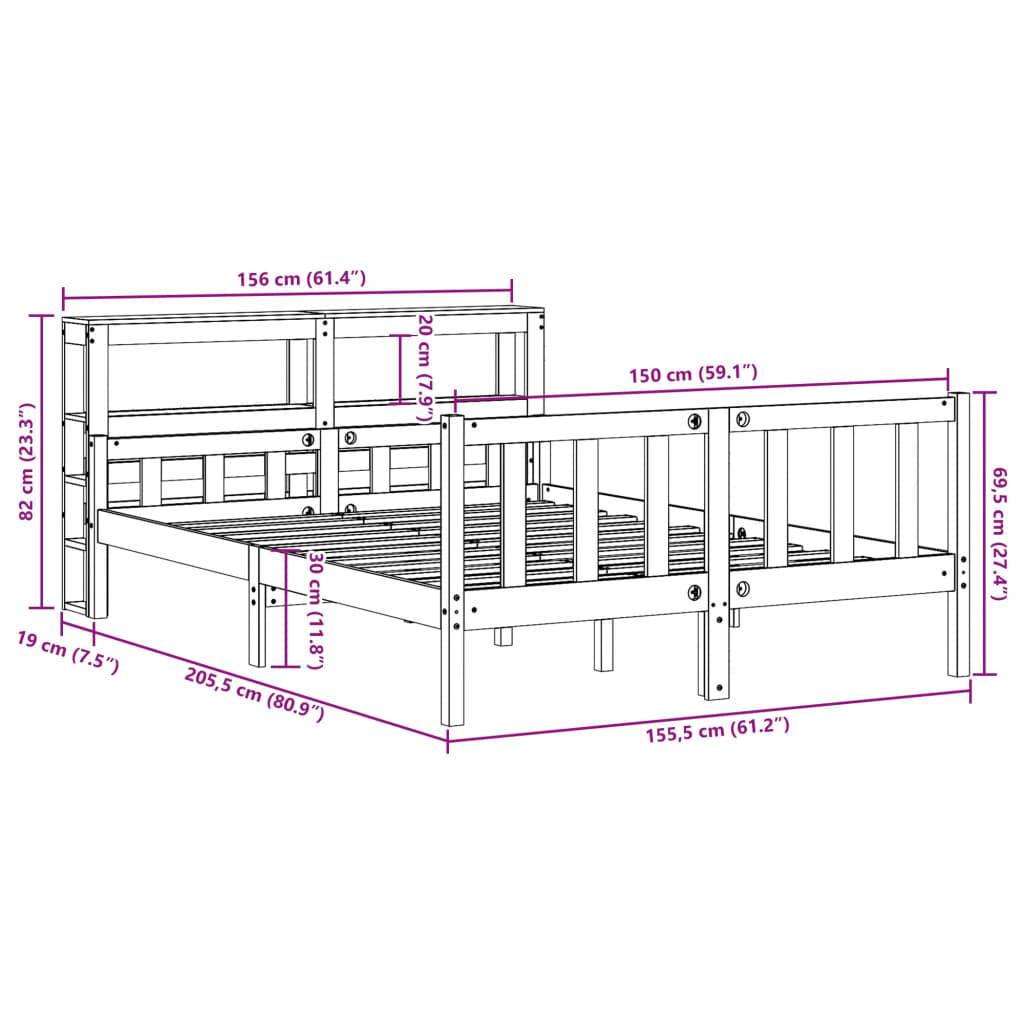 vidaXL Bettgestell mit Kopfteil ohne Matratze Wachsbraun 150x200 cm