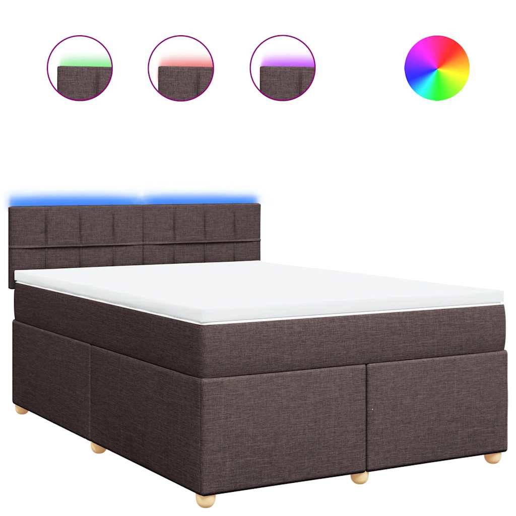vidaXL Boxspringbett mit Matratze Dunkelbraun 140x190 cm Stoff