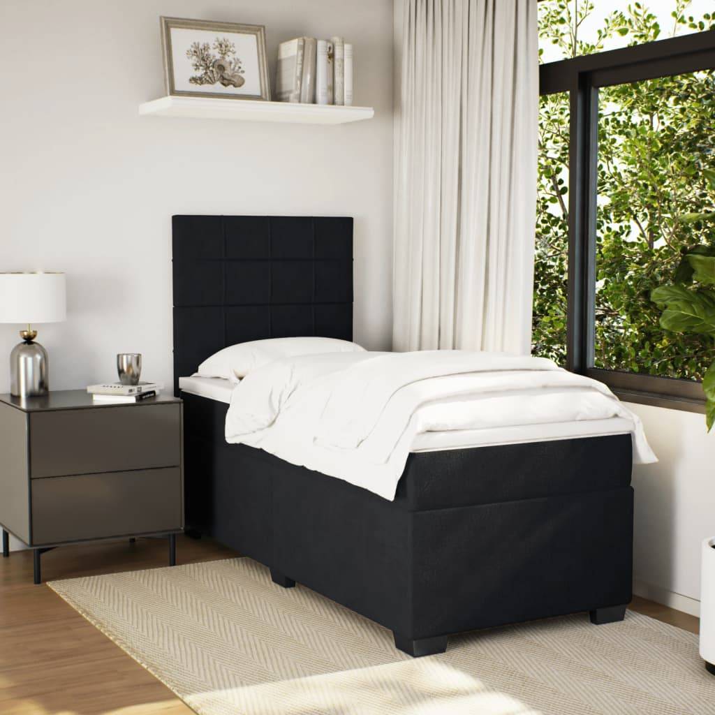 vidaXL Boxspringbett mit Matratze Schwarz 90x200 cm Samt