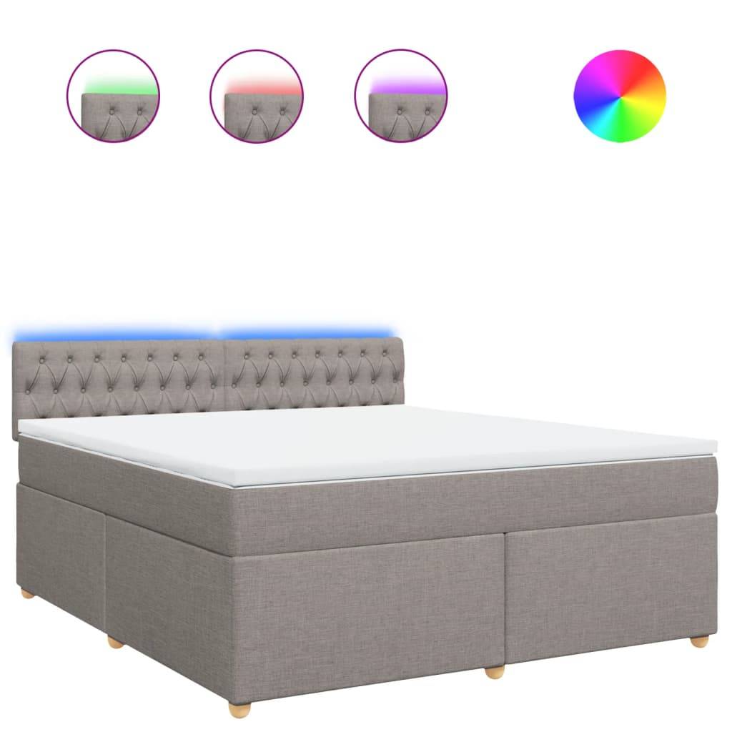 vidaXL Boxspringbett mit Matratze Taupe 180x200 cm Stoff