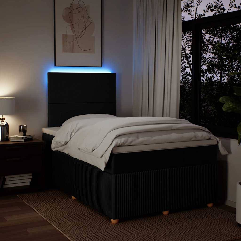 vidaXL Boxspringbett mit Matratze Schwarz 120x190 cm Stoff