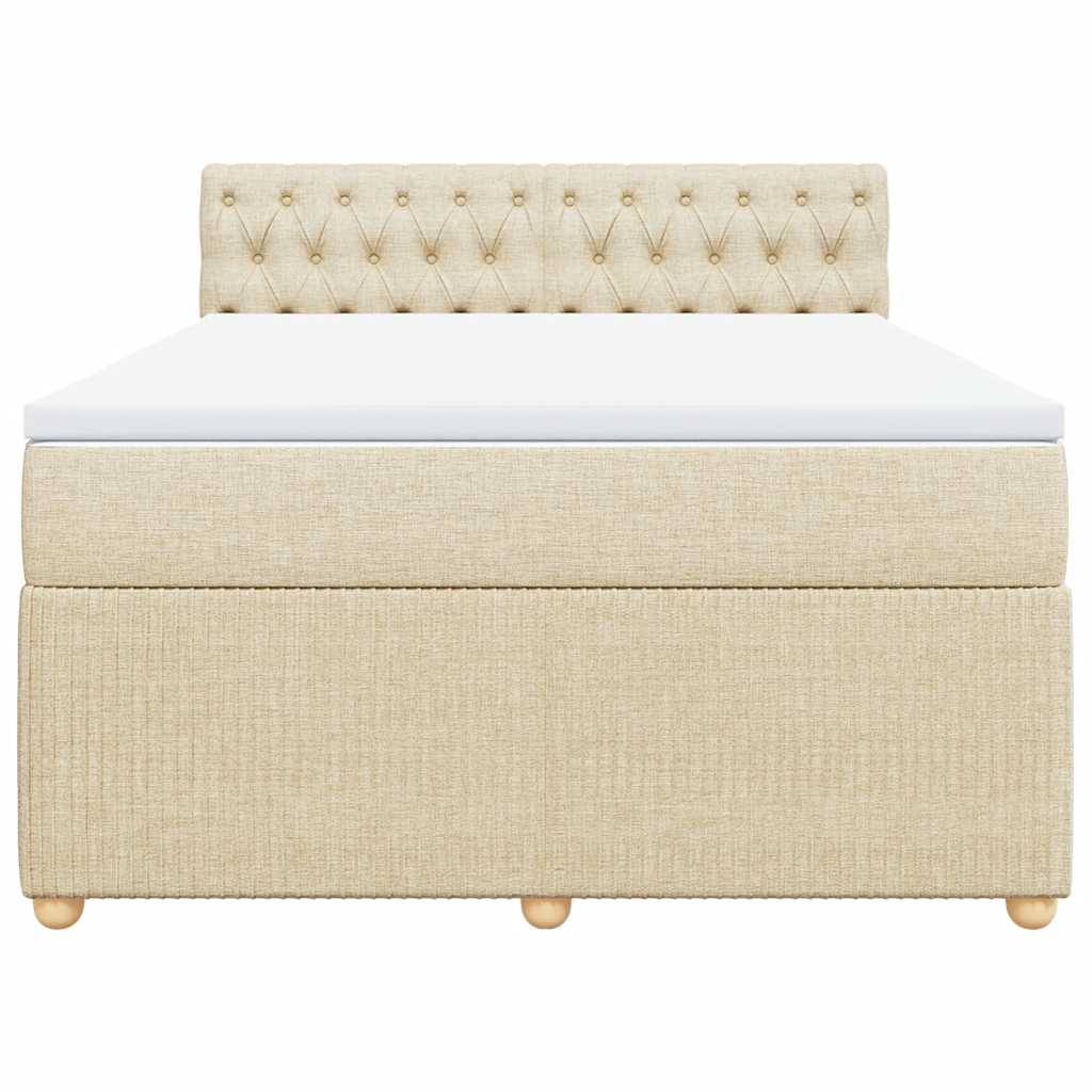 vidaXL Boxspringbett mit Matratze Creme 140x190 cm Stoff