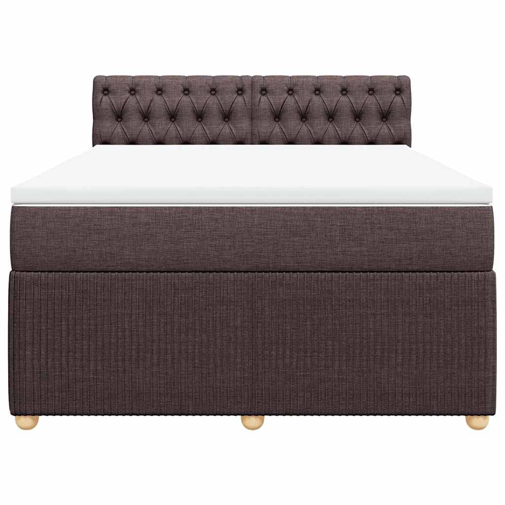 vidaXL Boxspringbett mit Matratze Dunkelbraun 140x200 cm Stoff