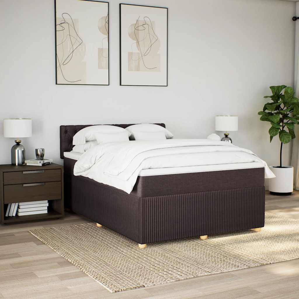 vidaXL Boxspringbett mit Matratze Dunkelbraun 140x200 cm Stoff