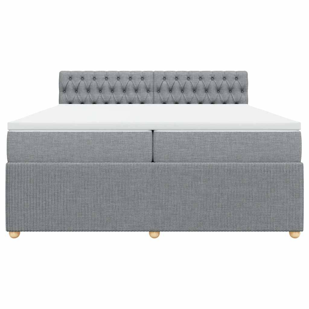 vidaXL Boxspringbett mit Matratze Hellgrau 200x200 cm Stoff