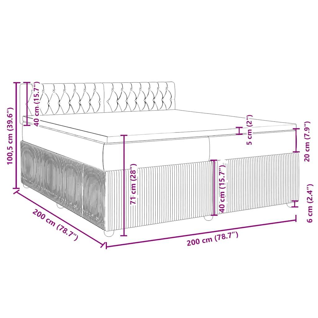 vidaXL Boxspringbett mit Matratze Hellgrau 200x200 cm Stoff