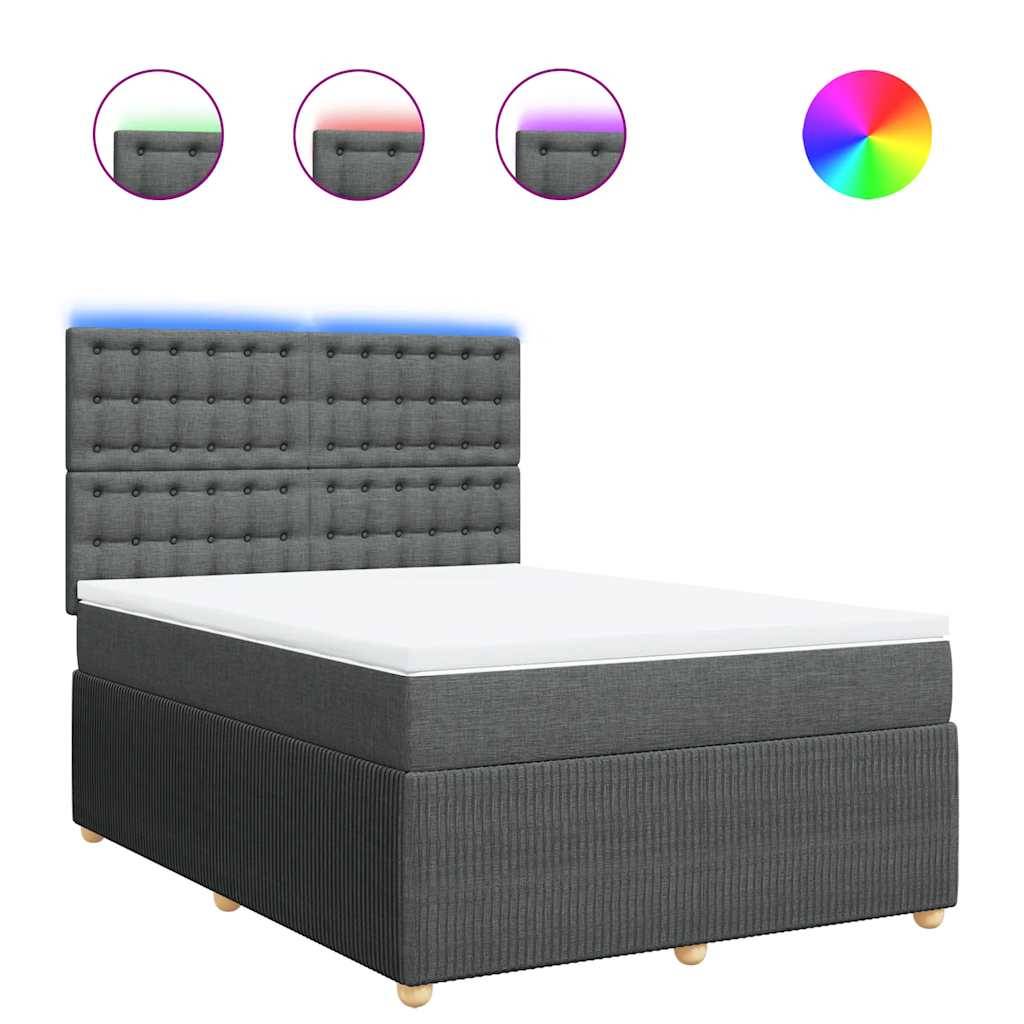 vidaXL Boxspringbett mit Matratze Dunkelgrau 160x200 cm Stoff