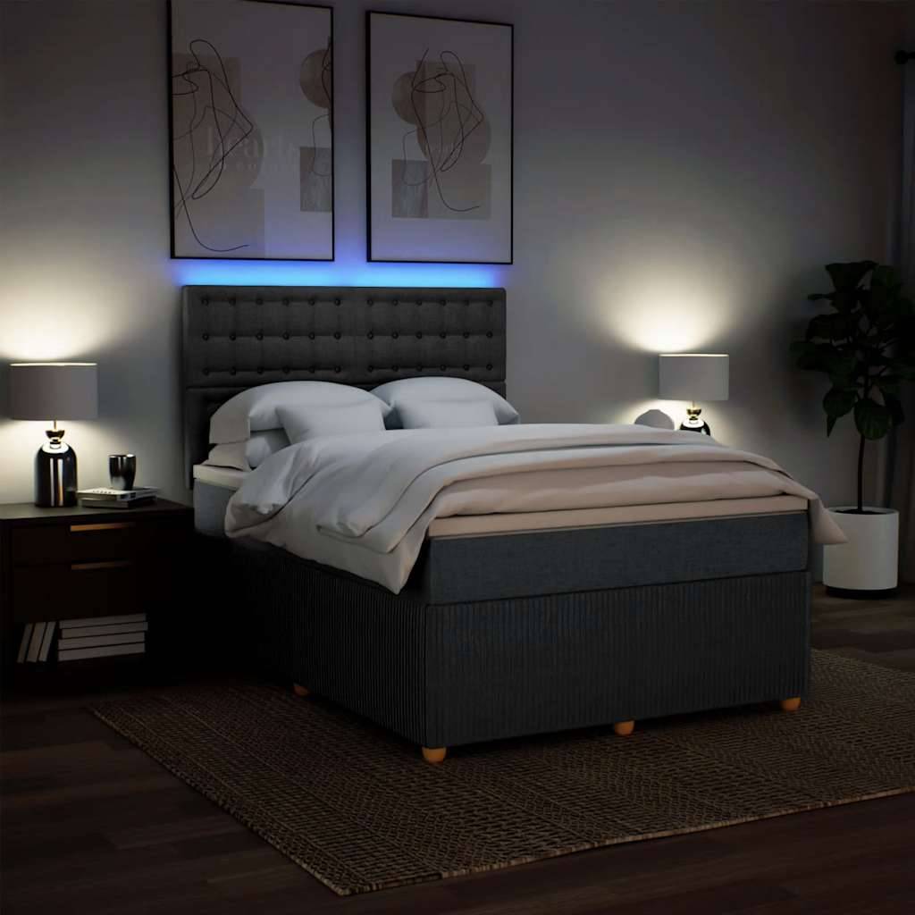 vidaXL Boxspringbett mit Matratze Dunkelgrau 160x200 cm Stoff