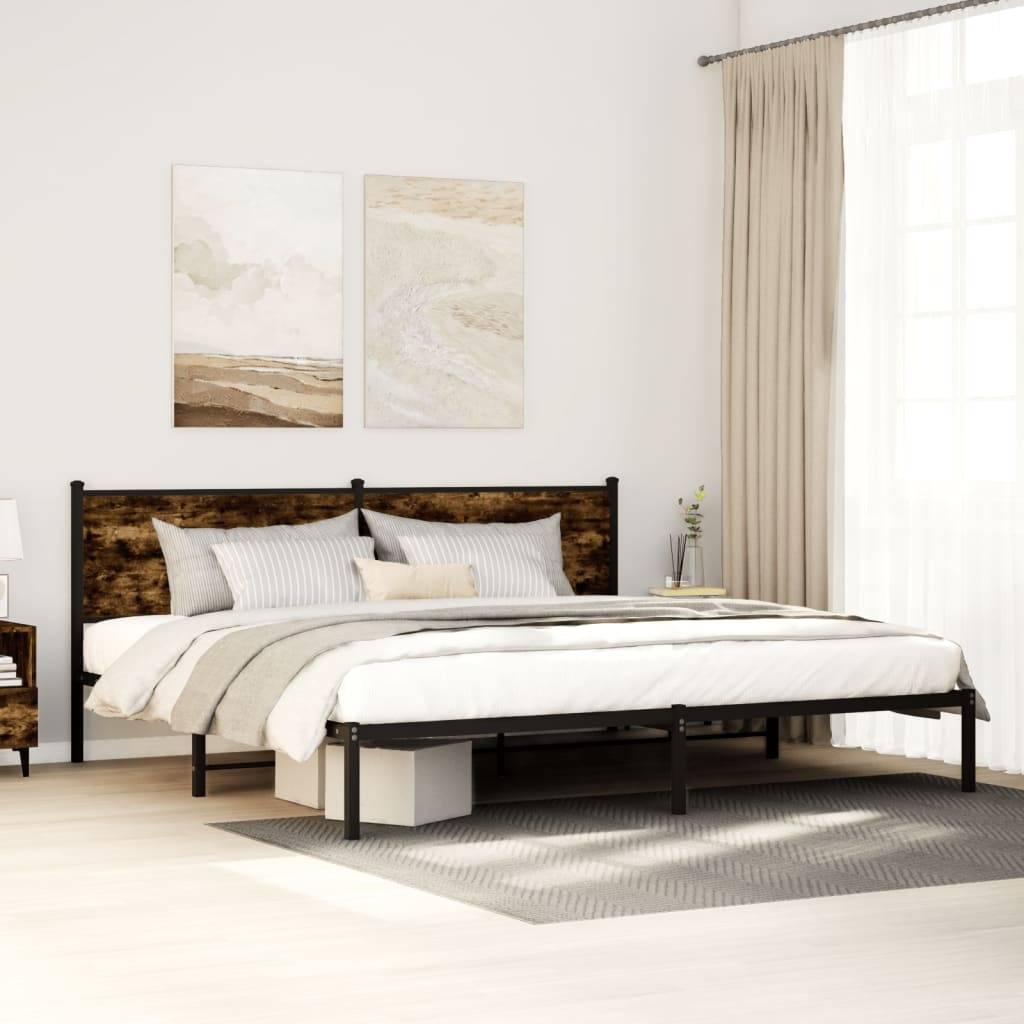 vidaXL Metallbett ohne Matratze Räuchereiche 193x203 cm