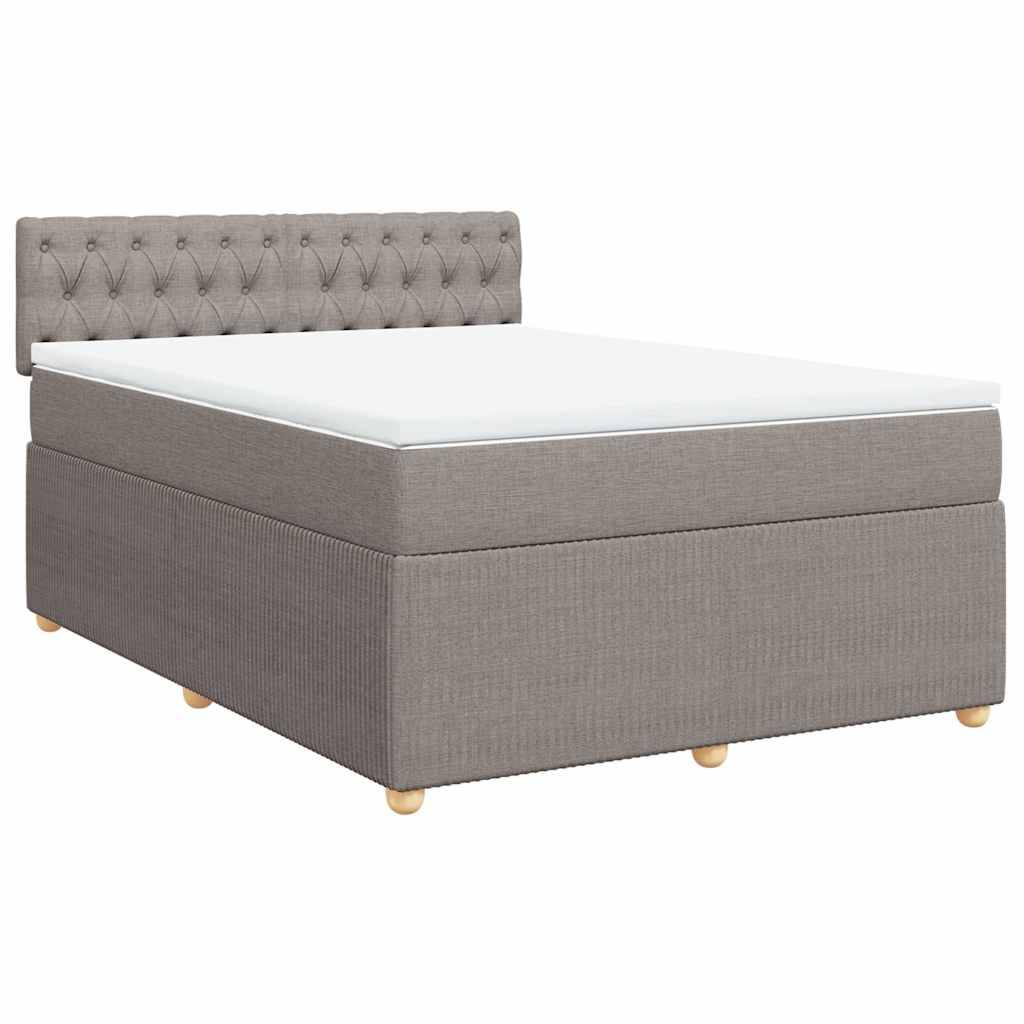 vidaXL Boxspringbett mit Matratze Taupe 140x190 cm Stoff
