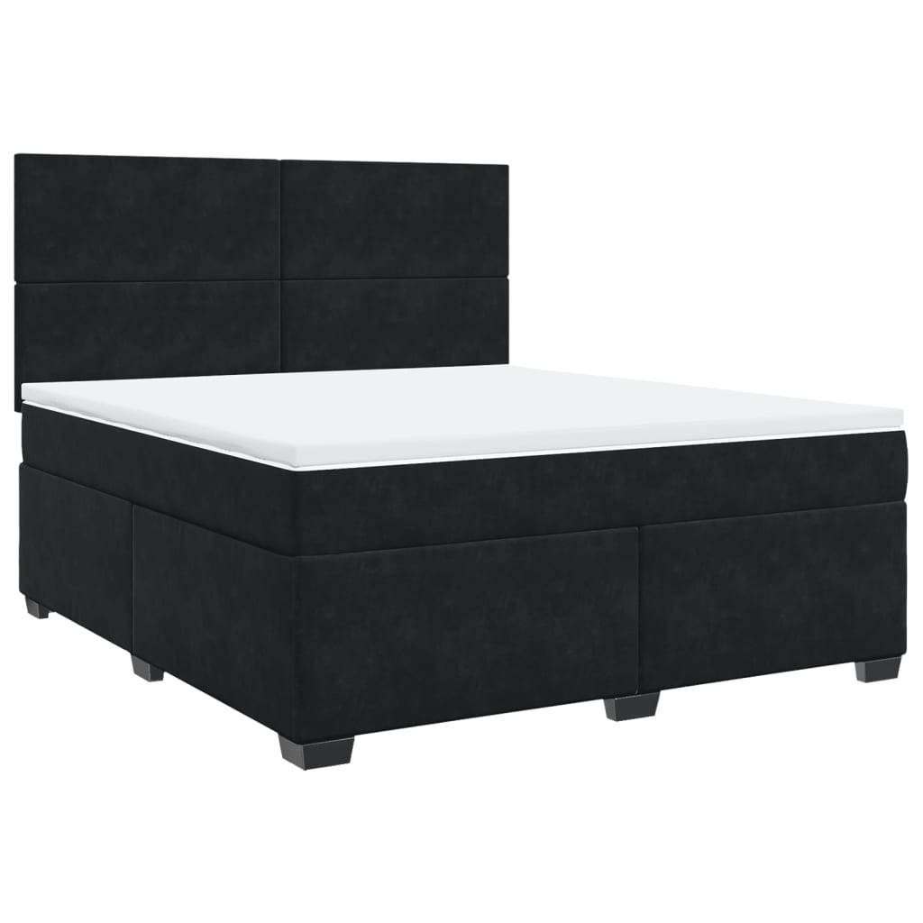 vidaXL Boxspringbett mit Matratze Schwarz 180x200 cm Samt