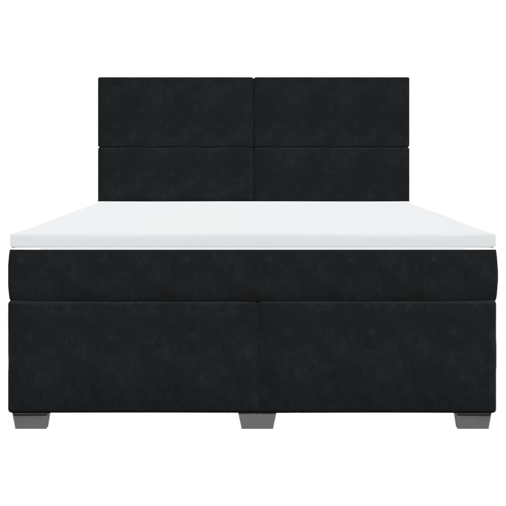vidaXL Boxspringbett mit Matratze Schwarz 180x200 cm Samt