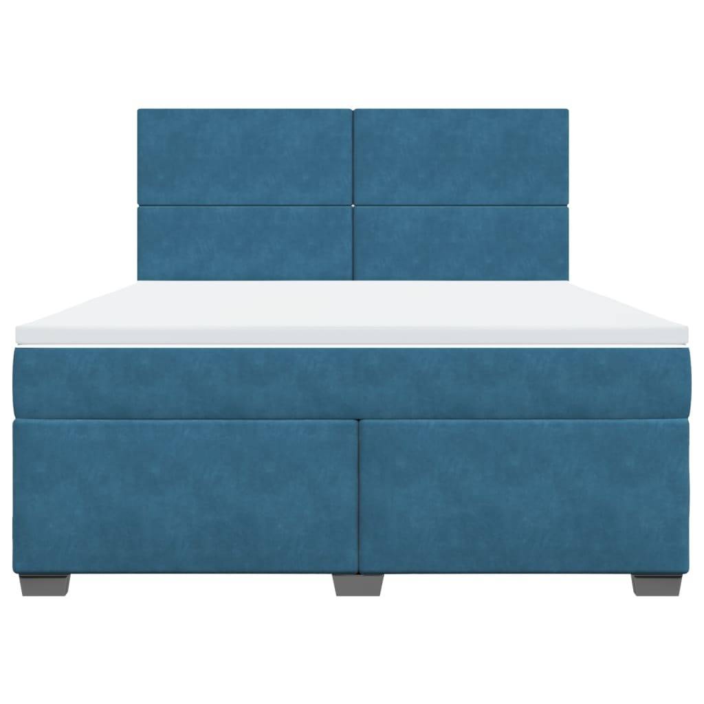 vidaXL Boxspringbett mit Matratze Blau 180x200 cm Samt