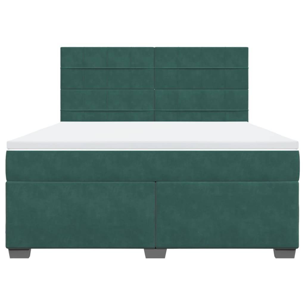 vidaXL Boxspringbett mit Matratze Dunkelgrün 180x200 cm Samt