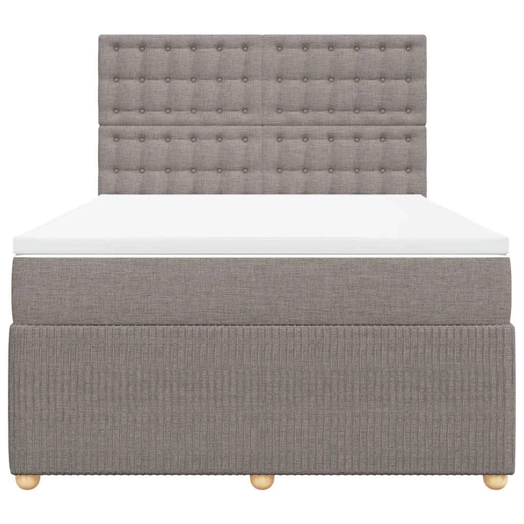 vidaXL Boxspringbett mit Matratze Taupe 140x190 cm Stoff