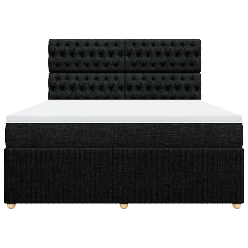 vidaXL Boxspringbett mit Matratze Schwarz 180x200 cm Stoff